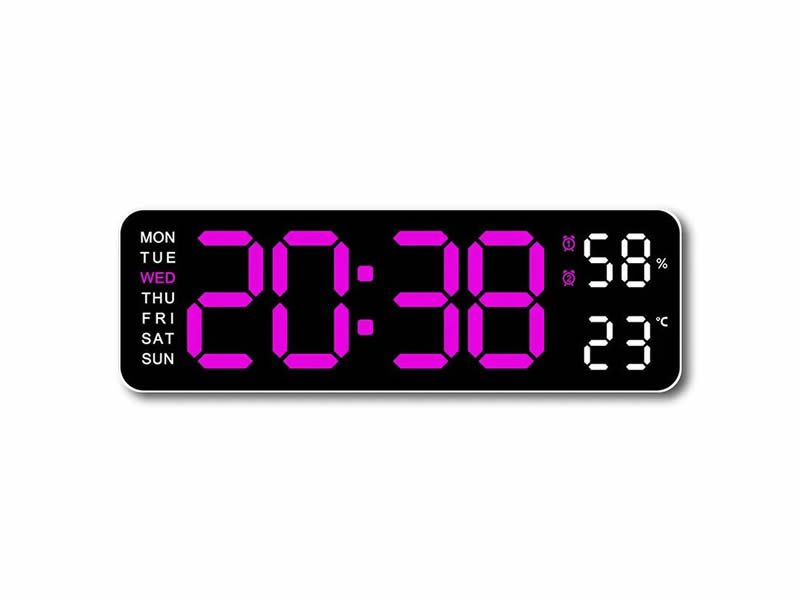 9 Inch Digital LED Clock With Large Digits, Temperature/Date/Humidity Display